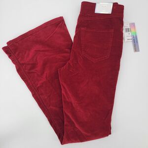 Tinseltown Junior Girls Rhubarb Red Hi-Rise Flare Corduroy Preppy Pants 9/22